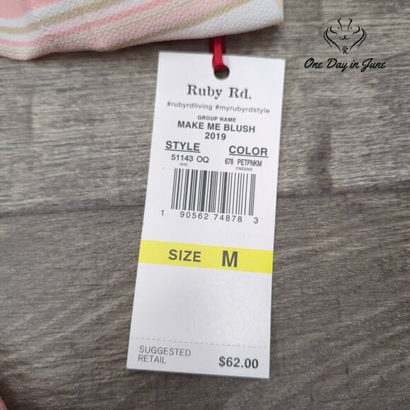 Ruby Rd Make Me Blush Long Sleeve V Neck Top Size M - Picture 2 of 5
